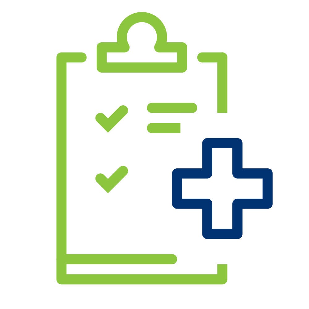 Presse-papiers avec des marques de vérification et une icône plus